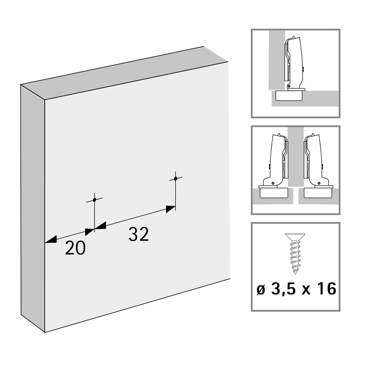 Hettich Linear mounting plate with Direct height adjustment