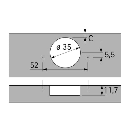 Intermat 110° hinge (Intermat 9943) overlay