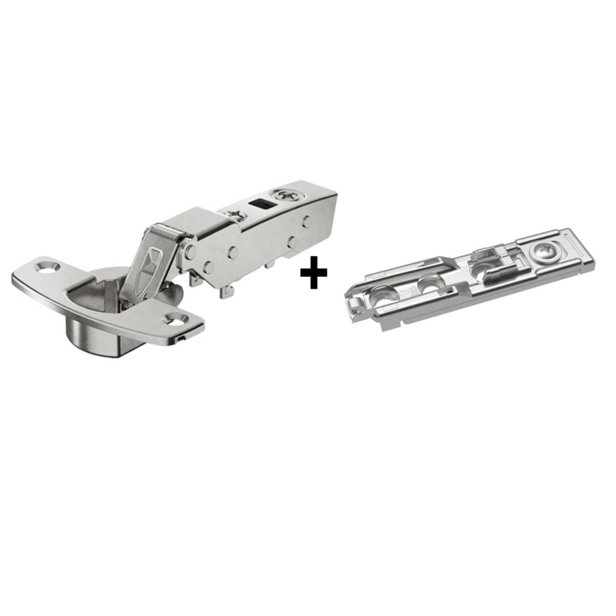 Sensys 110° hinge with integrated silent system with mounting plate