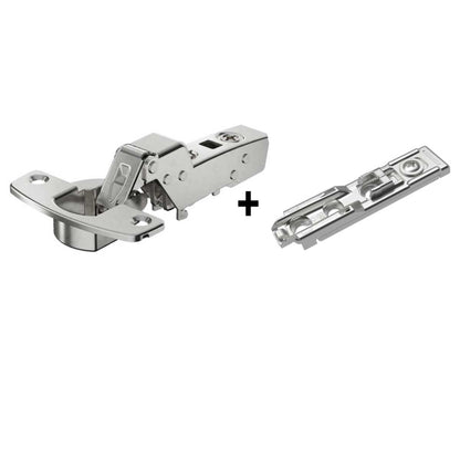 Sensys 110° hinge with integrated silent system with mounting plate